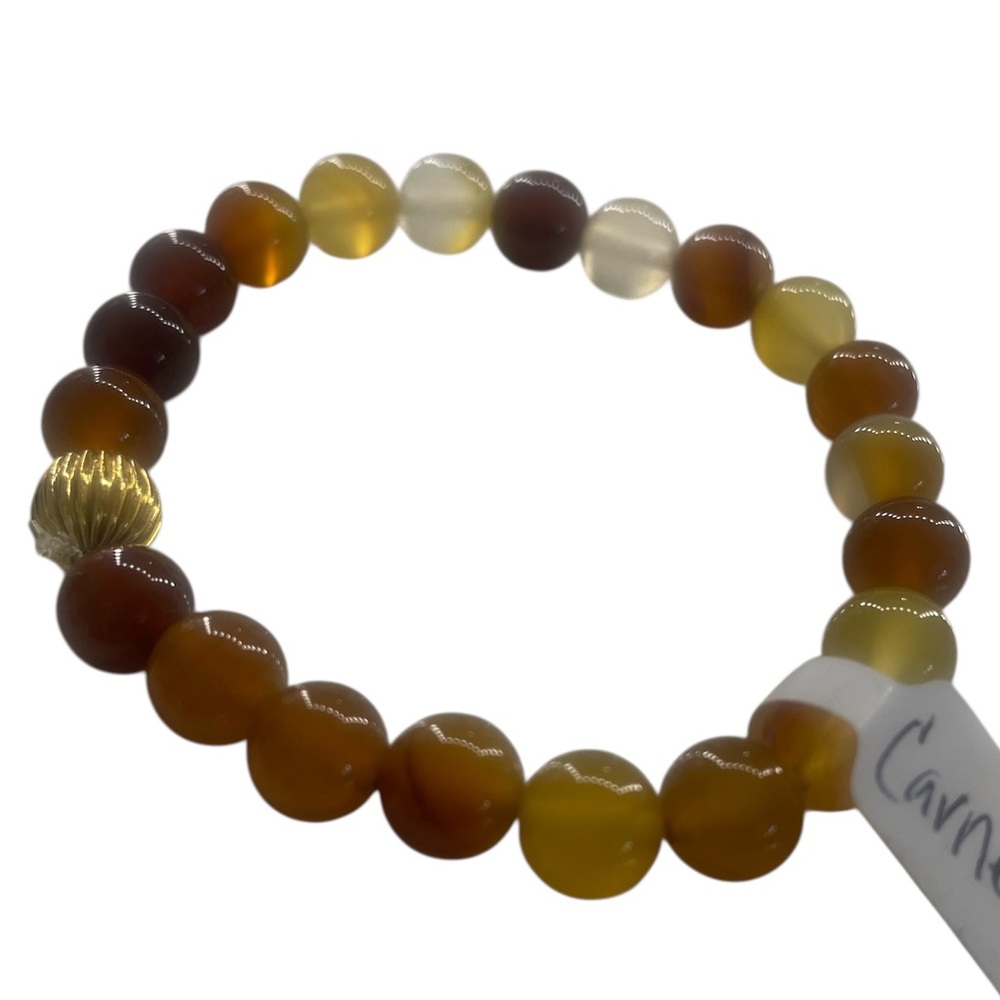 Multi-colored orange carnelian gemstone bracelet - Picture 1 of 5